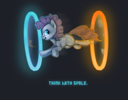 Size: 1397x1093 | Tagged: safe, artist:imalou, pinkie pie, earth pony, pony, female, mare, pink coat, pink mane, portal, portal (valve)