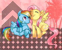 Size: 900x720 | Tagged: safe, artist:shlebby, fluttershy, rainbow dash, pegasus, pony, female, flutterdash, lesbian, shipping