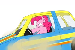 Size: 1280x853 | Tagged: safe, artist:premuloki, pinkie pie, earth pony, pony, car, driving, female, mare, pink coat, pink mane