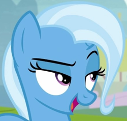 Size: 440x418 | Tagged: safe, derpibooru import, screencap, trixie, pony, unicorn, road to friendship, bust, cropped, cute, diatrixes, female, mare, open mouth, portrait, solo