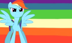 Size: 1024x614 | Tagged: safe, artist:goawaylol, rainbow dash, pegasus, pony, blue coat, female, mare, multicolored mane