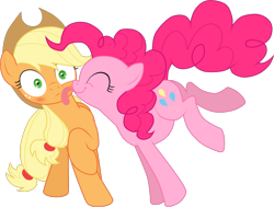 Size: 1300x985 | Tagged: safe, artist:stupidlittlecreature, applejack, pinkie pie, earth pony, pony, applepie, blushing, female, lesbian, licking, shipping, simple background, transparent background, vector