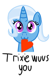 Size: 564x789 | Tagged: safe, artist:pastelhorses, derpibooru import, trixie, pony, unicorn, cute, diatrixes, female, heart, hnnng, love, mare, solo, valentine's day, wuv