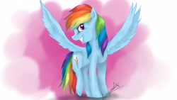 Size: 3507x1972 | Tagged: safe, artist:elanisha, rainbow dash, pegasus, pony, blue coat, female, mare, multicolored mane