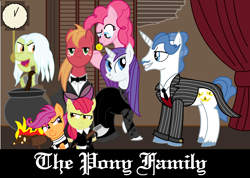 Size: 7064x5040 | Tagged: safe, artist:woodchip8472, apple bloom, big macintosh, granny smith, pinkie pie, rarity, scootaloo, earth pony, pony, unicorn, absurd resolution, crossover, gomez addams, grandmama, male, morticia addams, pugsley addams, stallion, the addams family, uncle fester, wednesday addams