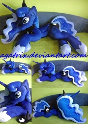 Size: 1024x1437 | Tagged: safe, artist:agatrix, princess luna, irl, life size, photo, plushie, prone, solo