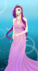 Size: 1475x2750 | Tagged: safe, artist:lia-amari, princess cadance, human, abstract background, clothes, dress, female, humanized, jewelry, light skin, necklace, solo