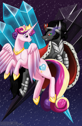 Size: 1650x2550 | Tagged: safe, artist:rainbow-smashed, king sombra, princess cadance, alicorn, pony, unicorn, confrontation, crystal