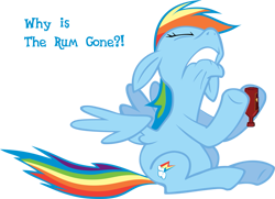 Size: 889x642 | Tagged: safe, rainbow dash, pegasus, pony, blue coat, female, mare, multicolored mane, pirates of the caribbean, rum