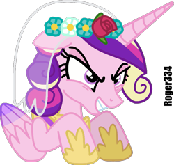 Size: 869x824 | Tagged: safe, artist:roger334, princess cadance, queen chrysalis, alicorn, changeling, changeling queen, pony, a canterlot wedding, fake cadance, simple background, solo, transparent background, vector, wedding veil