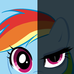 Size: 500x500 | Tagged: dead source, safe, artist:chch, rainbow dash, pegasus, pony, askdrrnmsd, close-up, female, looking at you, mare, solo, two sides