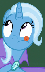 Size: 314x496 | Tagged: safe, derpibooru import, screencap, trixie, a matter of principals, cropped, looking up, solo, tongue out