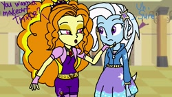 Size: 1191x671 | Tagged: safe, artist:ktd1993, derpibooru import, adagio dazzle, trixie, equestria girls, female, lesbian, shipping, triagio