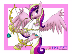 Size: 2560x1920 | Tagged: safe, artist:brab777, princess cadance, alicorn, pony, arrow, bow (weapon), bow and arrow, clothes, cupid, cupidance, cute, cutedance, holiday, looking at you, princess of love, solo, valentine's day