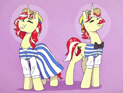 Size: 2048x1536 | Tagged: safe, artist:incendiaryboobs, flam, flim, pony, unicorn, clothes, dress, transgender