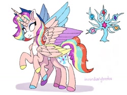 Size: 1024x768 | Tagged: safe, artist:incendiaryboobs, applejack, fluttershy, pinkie pie, rainbow dash, rarity, twilight sparkle, alicorn, bicorn, earth pony, pony, seraph, seraphicorn, unicorn, appleflaritwidashpie, extra legs, fusion, horn, mane six, multiple horns, multiple legs, multiple wings, sleipnir, tree of harmony, wings