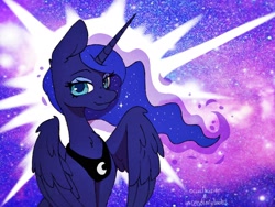 Size: 2048x1536 | Tagged: safe, artist:incendiaryboobs, artist:onionpwder, princess luna, alicorn, pony, bust, portrait, solo