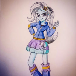 Size: 500x500 | Tagged: safe, artist:sazyou7, derpibooru import, trixie, equestria girls, solo, traditional art