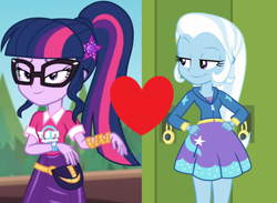 Size: 1352x990 | Tagged: safe, derpibooru import, sci-twi, trixie, twilight sparkle, better together, equestria girls, forgotten friendship, sunset's backstage pass!, female, geode of telekinesis, glasses, lesbian, magical geodes, music festival outfit, sci-twixie, shipping, shipping domino, twixie