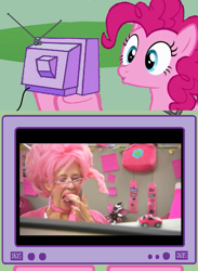 Size: 563x771 | Tagged: safe, pinkie pie, pony, arizona, arizona state fair, cotton candy hair lady, exploitable meme, meme, tv meme