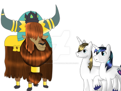 Size: 1024x768 | Tagged: safe, artist:hellencreepynekofan, prince blueblood, prince rutherford, shining armor, pony, unicorn, yak, spoiler:comic, cloven hooves, male, royalty, simple background, transparent background, vector