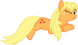 Size: 10000x5851 | Tagged: safe, artist:up1ter, applejack, earth pony, pony, absurd resolution, looking at you, loose hair, prone, simple background, solo, transparent background, vector, wink