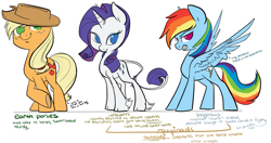 Size: 1157x613 | Tagged: safe, artist:php27, applejack, rainbow dash, rarity, classical unicorn, earth pony, pegasus, pony, unicorn, comparison, mythology, redesign