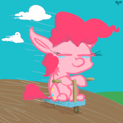 Size: 600x600 | Tagged: safe, artist:telemiscommunications, pinkie pie, earth pony, pony, animated, dumb running ponies, scooter, solo