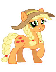 Size: 612x792 | Tagged: safe, artist:brah-j, applejack, earth pony, pony, alternate hairstyle, hat, simple background, solo, sun hat, transparent background