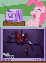 Size: 732x1000 | Tagged: safe, pinkie pie, pony, exploitable meme, knock out, meme, transformers, transformers prime, tv meme