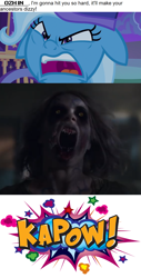 Size: 796x1561 | Tagged: safe, artist:mega-poneo, derpibooru import, edit, edited screencap, screencap, trixie, to where and back again, countdown (movie), meme, ozhin