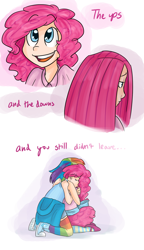 Size: 1200x2083 | Tagged: safe, artist:mishachanx, pinkie pie, rainbow dash, female, humanized, lesbian, pinkiedash, shipping