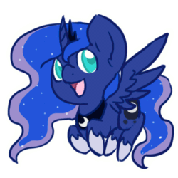 Size: 500x500 | Tagged: safe, artist:mondlichtkatze, princess luna, alicorn, pony, animated, flying, frame by frame, shaking, smiling, solo, squigglevision