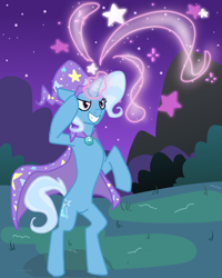 Size: 600x750 | Tagged: safe, artist:somewhatcreativedork, derpibooru import, trixie, pony, unicorn, female, grin, magic, mare, smiling, solo