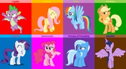 Size: 1024x559 | Tagged: safe, alternate version, artist:diana173076, derpibooru import, applejack, fluttershy, pinkie pie, rainbow dash, rarity, spike, trixie, twilight sparkle, twilight sparkle (alicorn), alicorn, dragon, earth pony, pegasus, pony, unicorn, mane seven, mane six, meme, winged spike