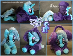 Size: 1280x990 | Tagged: safe, artist:unicorniaworkshop, derpibooru import, trixie, pony, unicorn, clothes, female, headphones, hoodie, irl, mare, photo, plushie, socks, solo