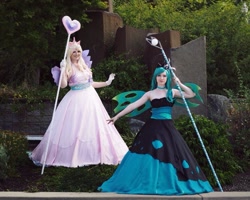 Size: 720x576 | Tagged: safe, artist:eli-cosplay, princess cadance, queen chrysalis, human, cosplay, irl, irl human, photo