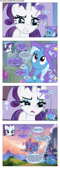 Size: 868x2488 | Tagged: safe, artist:dziadek1990, derpibooru import, edit, edited screencap, screencap, rarity, trixie, pony, unicorn, comic:ponies and d&d, cape, castle, clothes, comic, conversation, dialogue, dirty, dungeons and dragons, emote story:ponies and d&d, hat, pen and paper rpg, rpg, screencap comic, slice of life, text, trixie's cape, trixie's hat