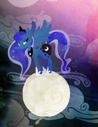 Size: 800x1035 | Tagged: safe, artist:samponie, princess luna, alicorn, pony, moon, solo, spread wings, tangible heavenly object