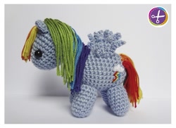 Size: 529x385 | Tagged: safe, artist:hinapalitah, rainbow dash, amigurumi, crochet, irl, photo, plushie, solo