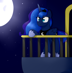 Size: 992x1000 | Tagged: safe, artist:ultrard, princess luna, alicorn, pony, colored pupils, moon, night, solo