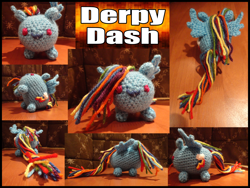 Size: 4680x3528 | Tagged: safe, artist:weirderraindrop, rainbow dash, amigurumi, blob, crochet, irl, photo, plushie, solo