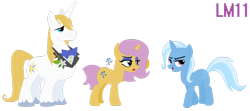 Size: 1024x456 | Tagged: safe, artist:lightningmusic10, derpibooru import, prince blueblood, trixie, oc, oc:magic star, pony, unicorn, bluetrix, family, female, male, mare, offspring, parent:prince blueblood, parent:trixie, parents:bluetrix, shipping, simple background, straight, transparent background