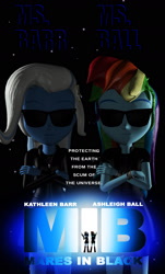 Size: 1080x1785 | Tagged: safe, artist:meninblacktrixiefan, derpibooru import, rainbow dash, trixie, equestria girls, 3d, ashleigh ball, crossover, kathleen barr, men in black, movie poster, poster, source filmmaker