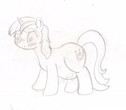 Size: 2590x2272 | Tagged: source needed, safe, artist:seenty, gleaming shield, shining armor, pony, unicorn, kicking, monochrome, pencil drawing, pregnant, rule 63, solo, traditional art