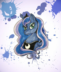 Size: 1024x1203 | Tagged: safe, artist:darkslilkitsune, princess luna, alicorn, pony, portrait, solo, watermark