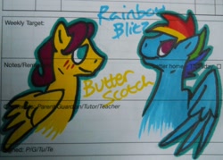 Size: 900x643 | Tagged: safe, artist:haterthepony, butterscotch, fluttershy, rainbow blitz, rainbow dash, pegasus, pony, rule 63