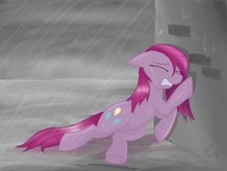 Size: 3456x2592 | Tagged: safe, artist:fuutachimaru, pinkie pie, earth pony, pony, crying, high res, pinkamena diane pie, rain, sad, wet mane