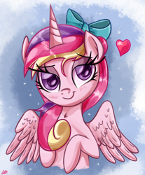 Size: 900x1089 | Tagged: safe, artist:daniel-sg, princess cadance, alicorn, pony, bow, heart, solo