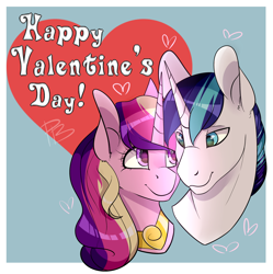 Size: 2968x2976 | Tagged: safe, artist:hfinder, princess cadance, shining armor, alicorn, pony, unicorn, nuzzling, valentine's day